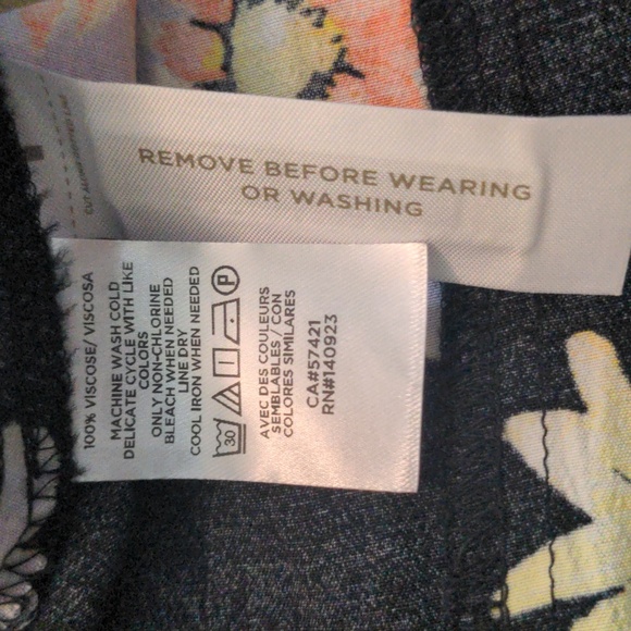 EUC✨LOFT black sleeveless midi dress with ruffled straps & yellow flowers - Picture 16 of 17